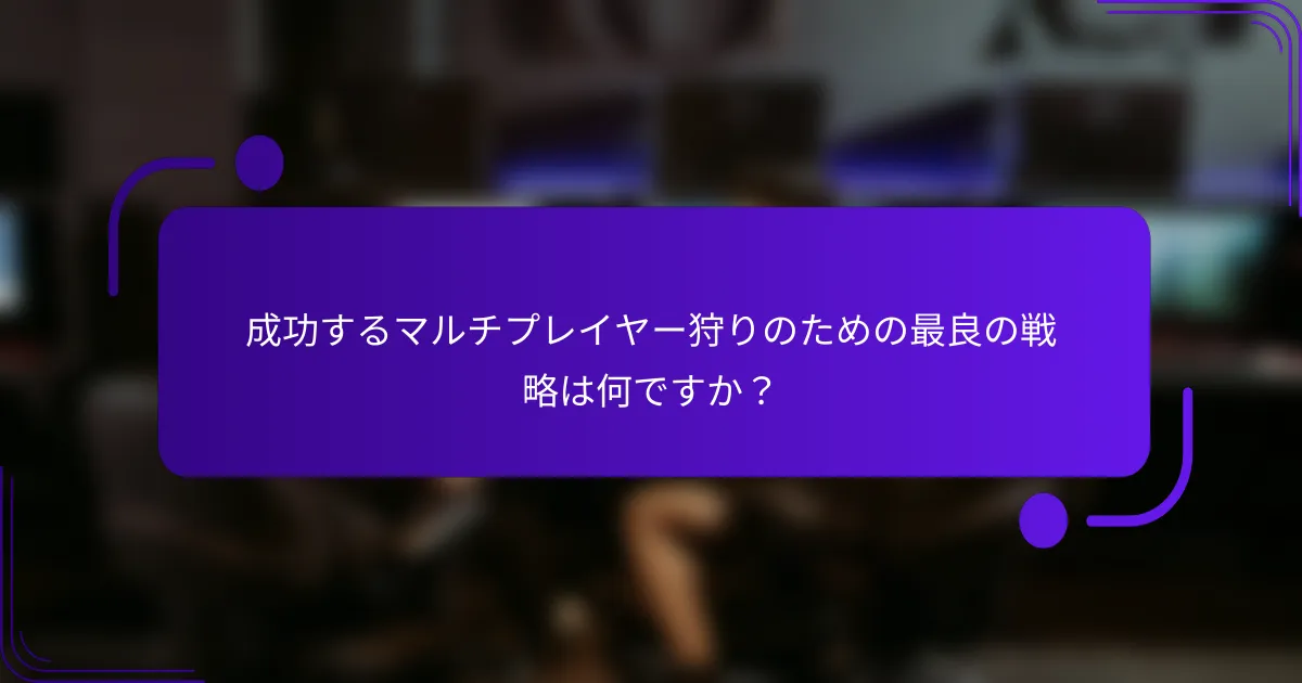 成功するマルチプレイヤー狩りのための最良の戦略は何ですか？