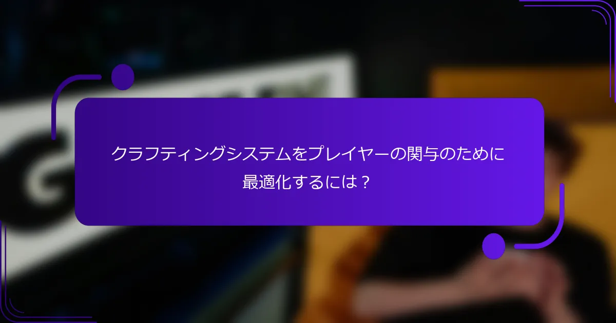 クラフティングシステムをプレイヤーの関与のために最適化するには？