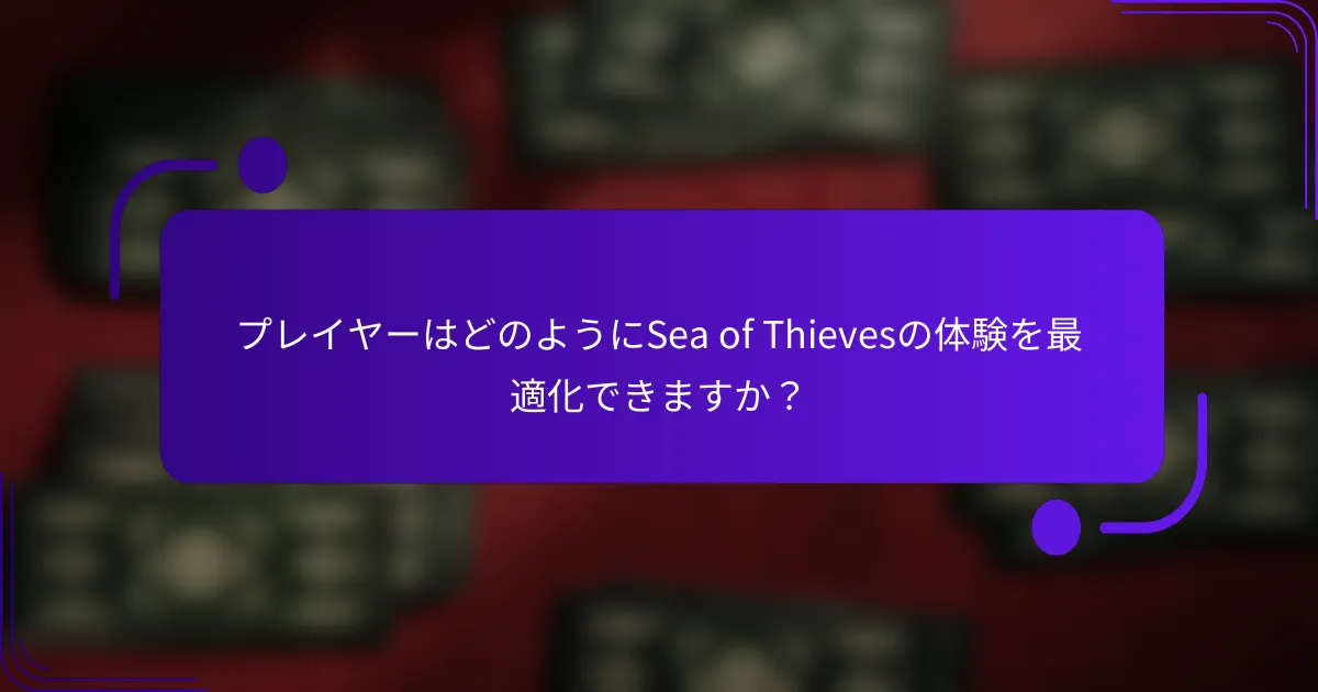 プレイヤーはどのようにSea of Thievesの体験を最適化できますか？