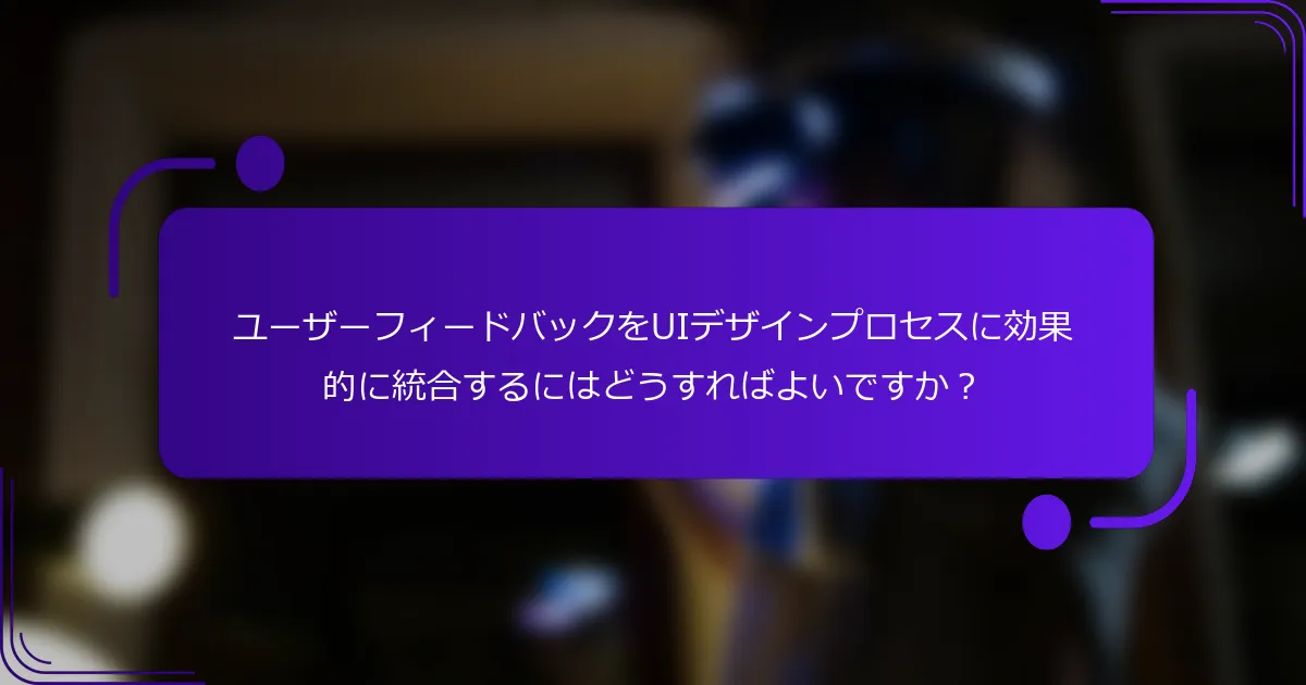 ユーザーフィードバックをUIデザインプロセスに効果的に統合するにはどうすればよいですか？
